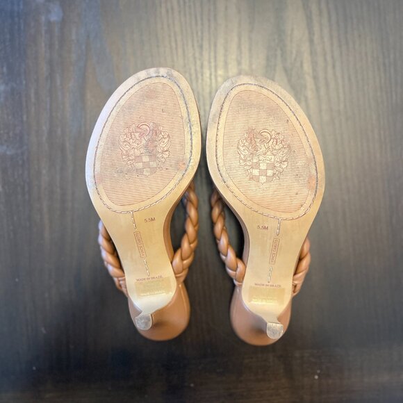 Vince Camuto Ladeinela Braided Strap Kitten Heel Sandals Brown, 5.5 - Picture 5 of 6